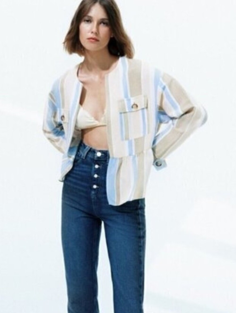 ZARA Open Front Peplum Jacket